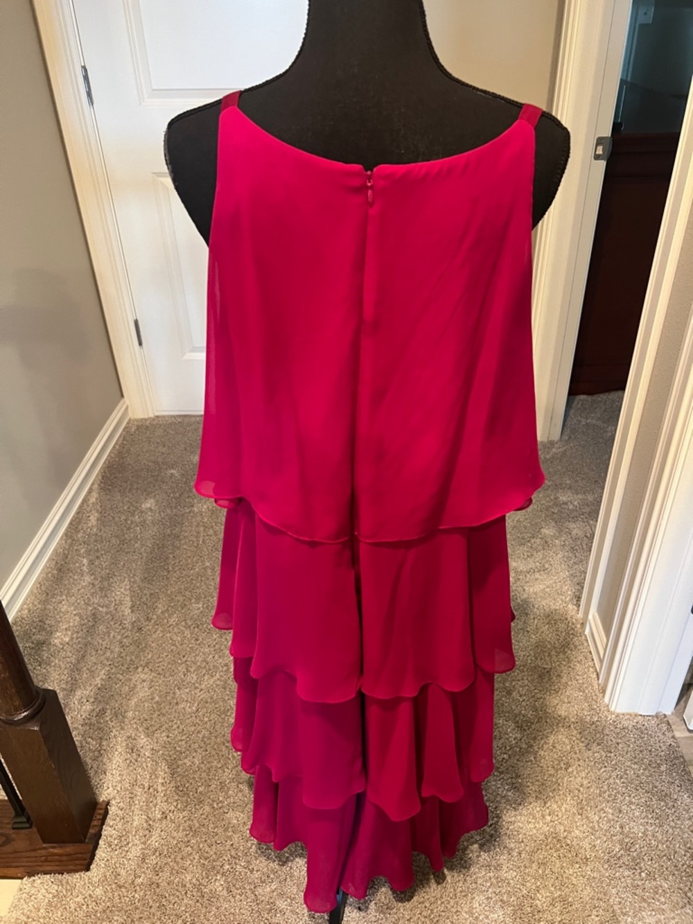 S.L. Fashions Hot Pink Layered Midi Dress with Embellished Straps - Picture 8 of 11